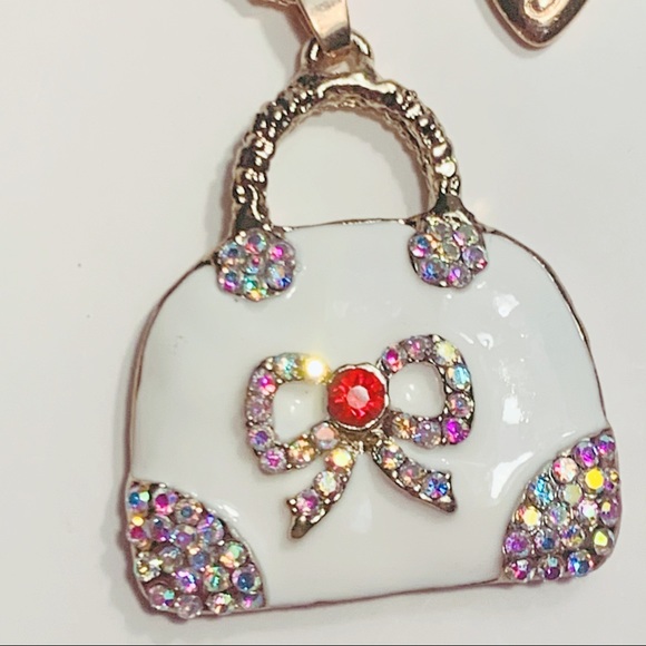 ππ Betsey Johnson Style - Crystal Purse Necklace - Picture 2 of 5